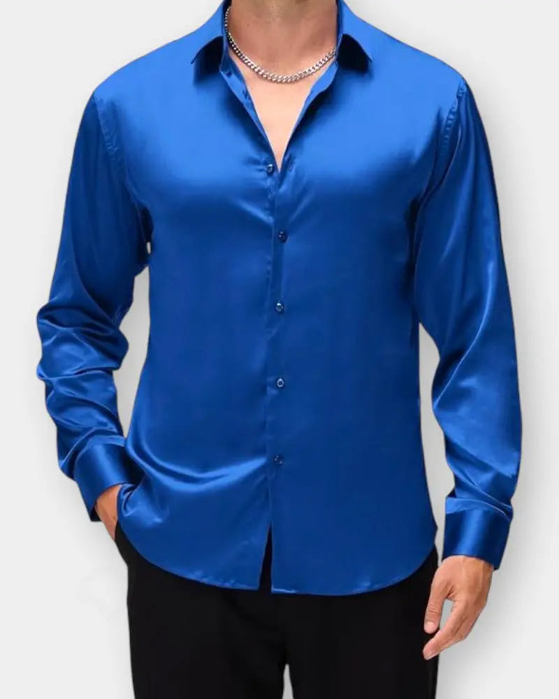 ROYAL BLUE SILK SHIRT