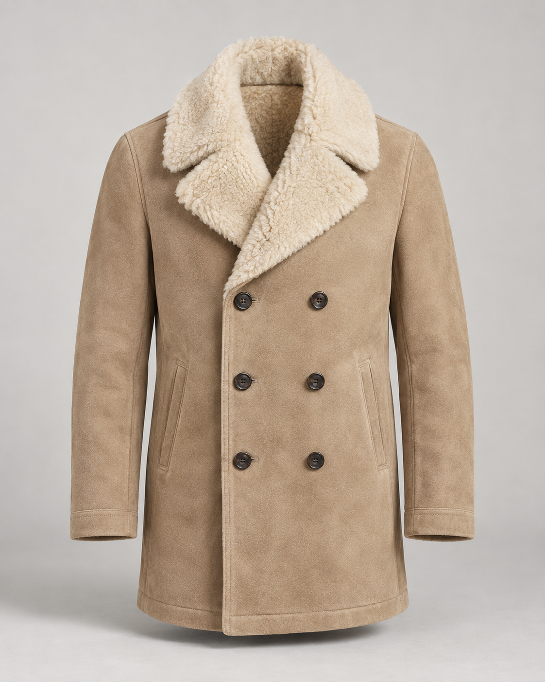 Sand Shearling Caban
